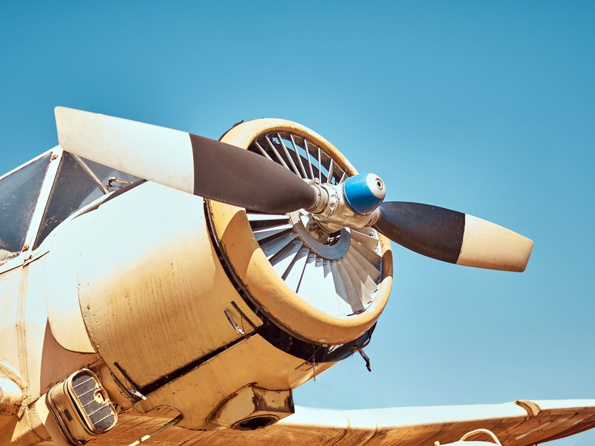 Retro military airplane in an open-air museum.